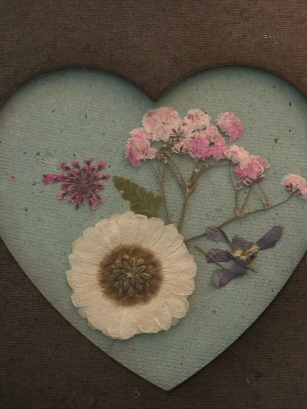 Rustic Pressed Flower Heart Wall Art - 17